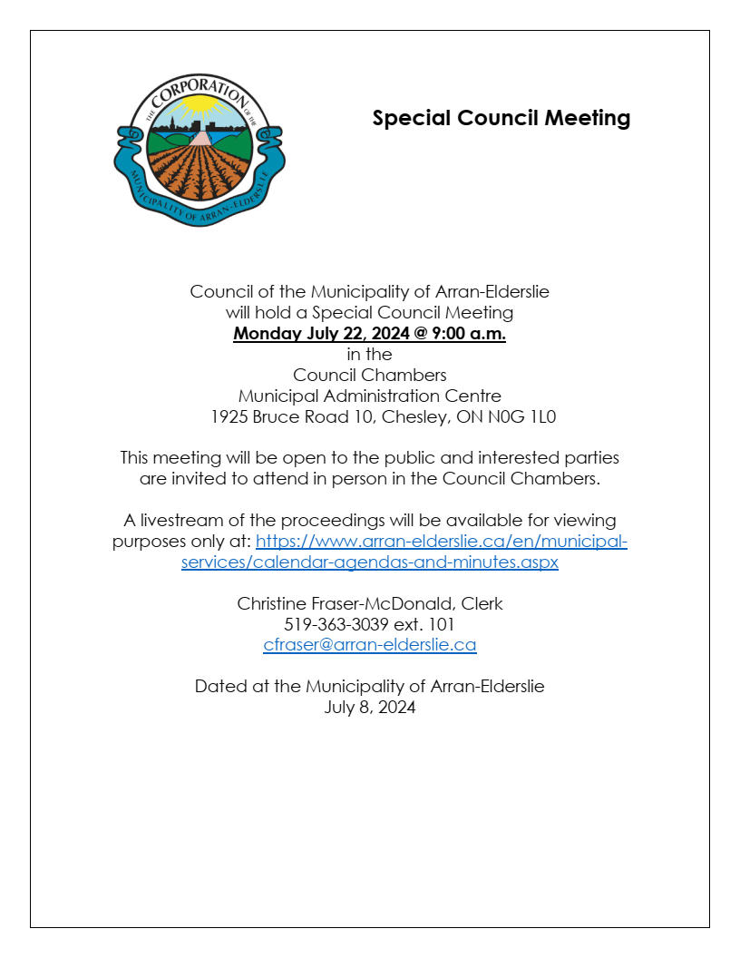 Special Council Meeting July 22, 2024